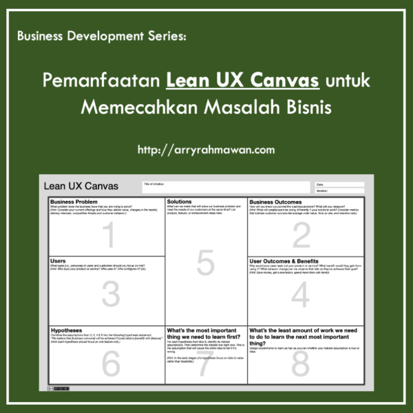 Pemanfaatan Lean UX Canvas untuk Memecahkan Masalah Bisnis