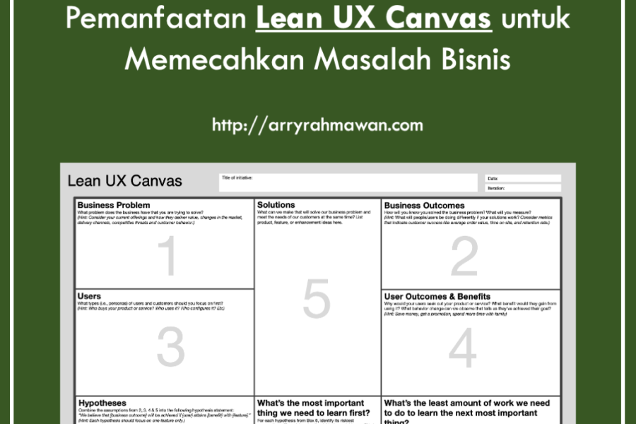 Pemanfaatan Lean UX Canvas untuk Memecahkan Masalah Bisnis